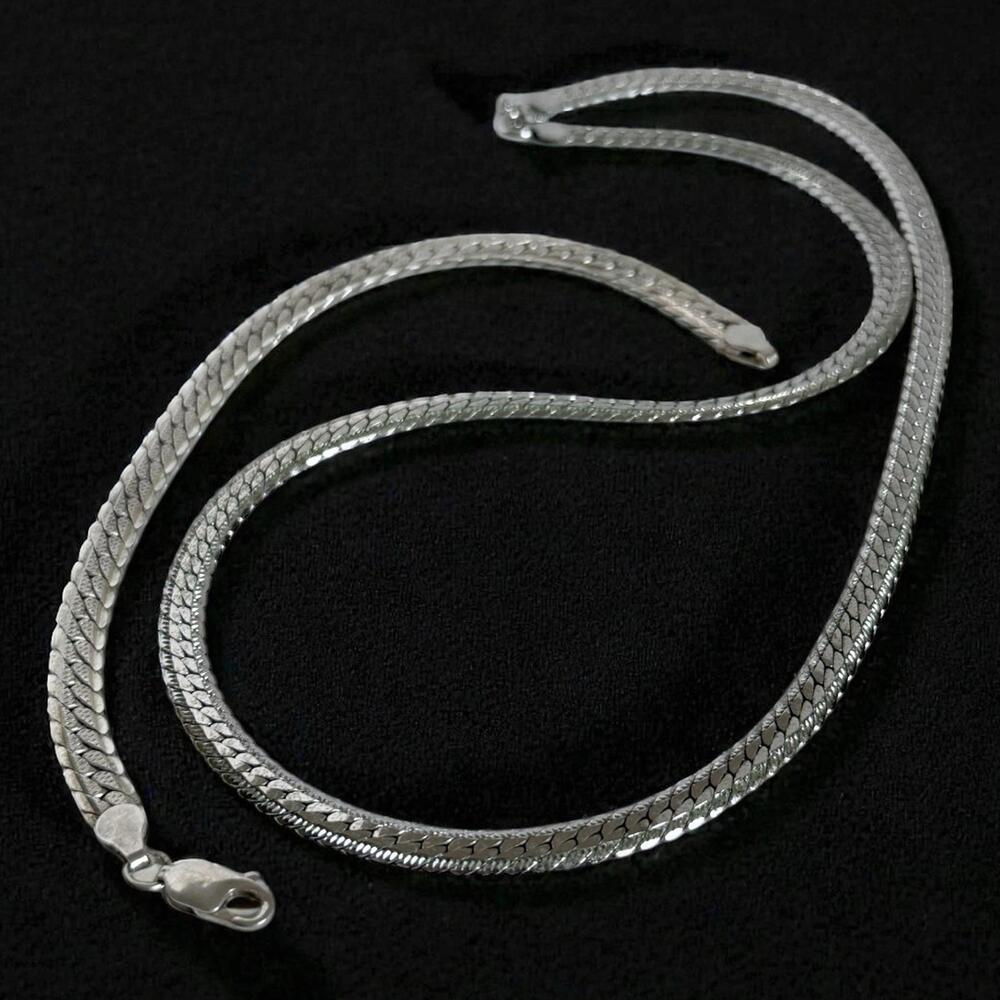 Vintage Sterling Chevron Herringbone Necklace 20" & Bracelet Set Heavy 45.42g
